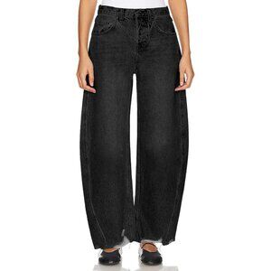 Women Baggy Wide Leg Cropped Ripped Jeans High Waist Comfortable Stretch